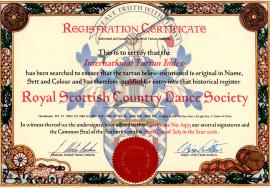 Documents relating to the Design and Registration of the RSCDS Tartan