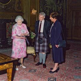 Photograph of HM Queen with Elspeth Gray and Alan Macpherson