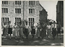 Photographs of Informal group dancing, taken outside at Summer School